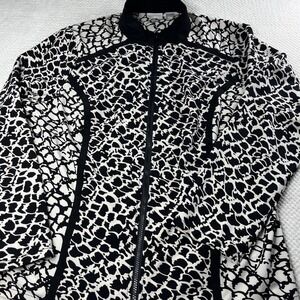 Zenergy by Chico's Black‎ White Abstract Print Zip Front Jacket Women's Size 2